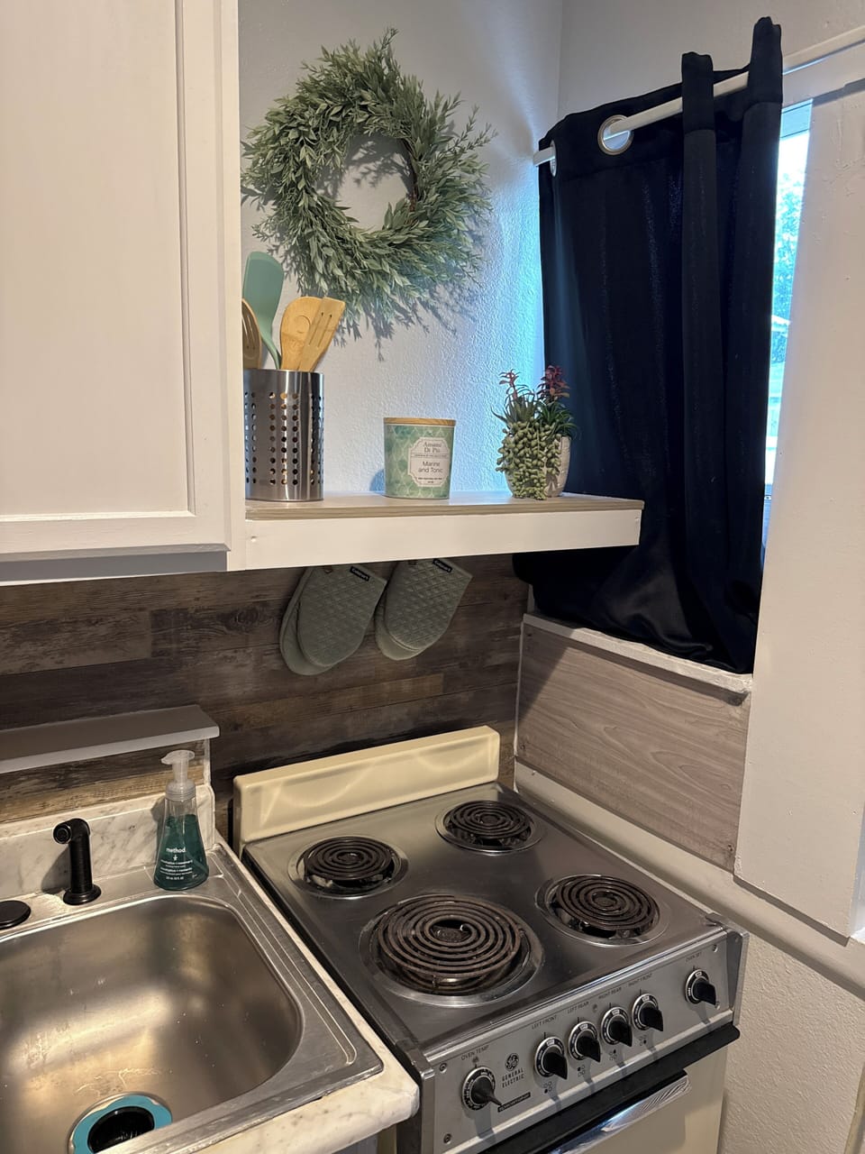Sink and stove in kitchen