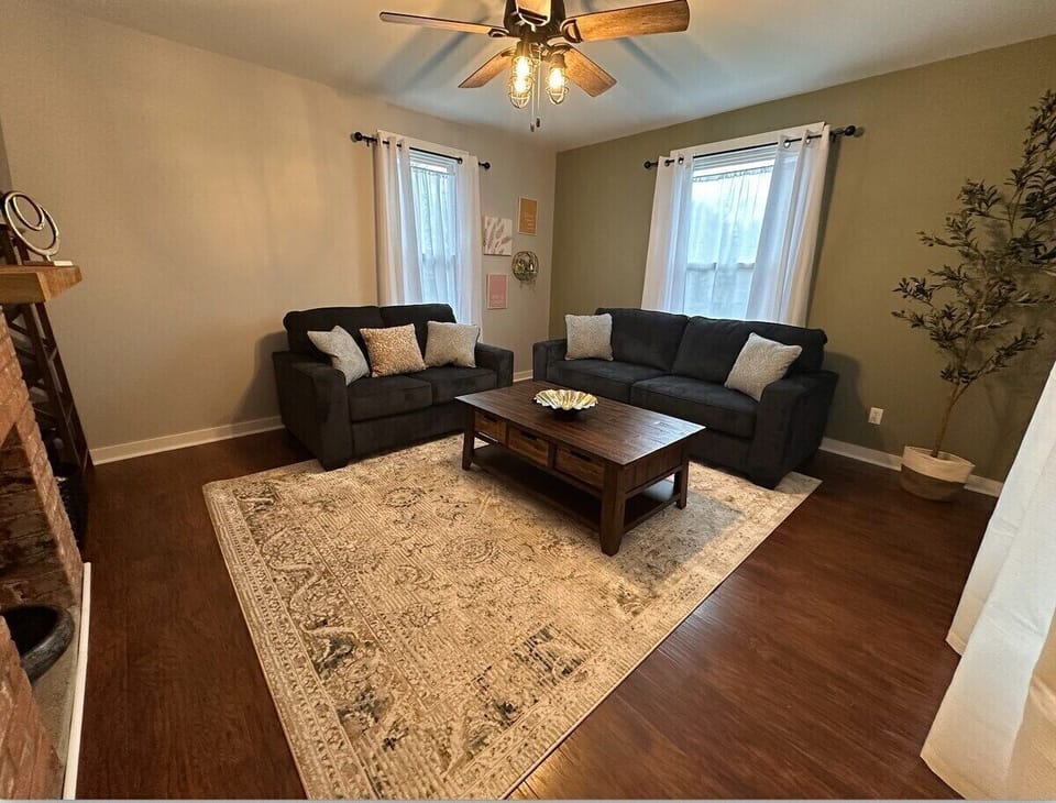 The couch and love seat are cozy places to snuggle up and watch tv.  Remember to bring your passwords to log in to your favorite apps.  