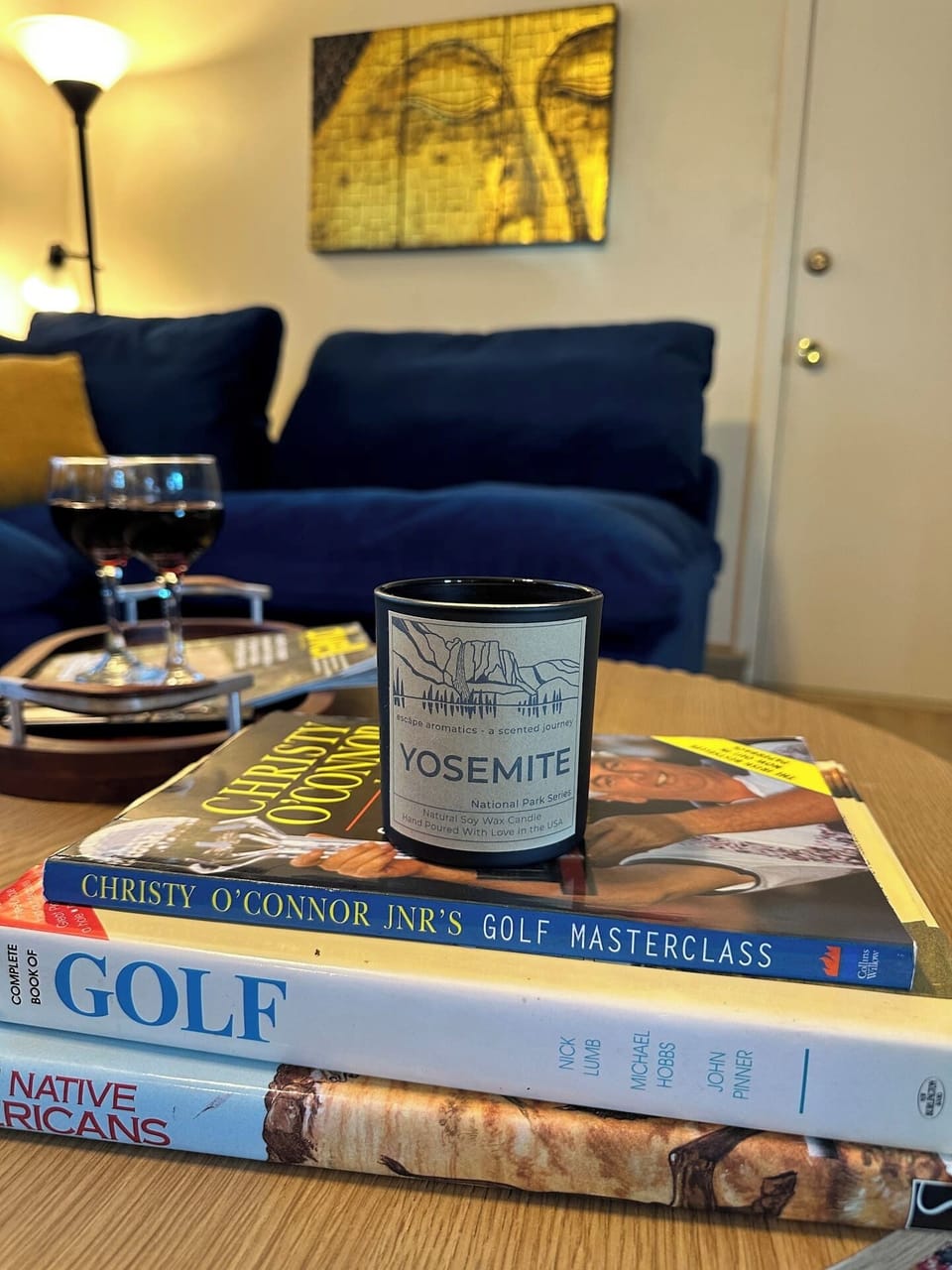Settle in with a glass of wine or a cup or coco, a good book, and a Yosemite-scented candle, cozy moments made easy in your mountain-lake getaway.
