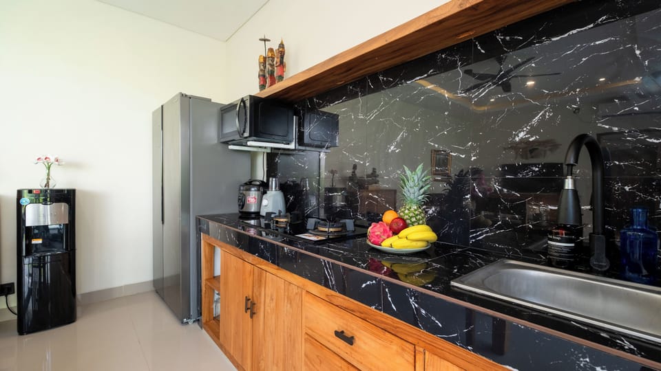 Villa, 2 Bedrooms, Pool View | Private kitchen | Fridge, microwave, stovetop, electric kettle