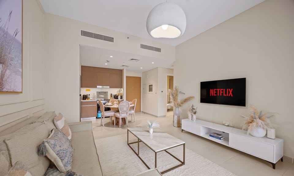 Classic Apartment, Balcony, Pool View | Living area | 55-inch Smart TV with digital channels, Netflix, streaming services