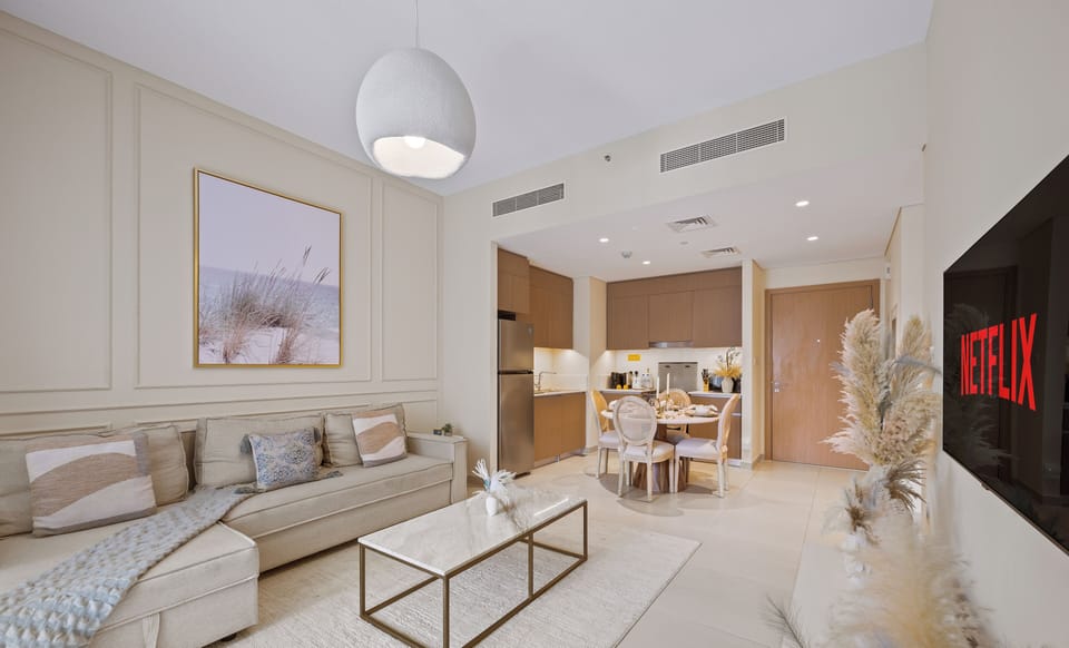 Classic Apartment, Balcony, Pool View | Living area | 55-inch Smart TV with digital channels, Netflix, streaming services