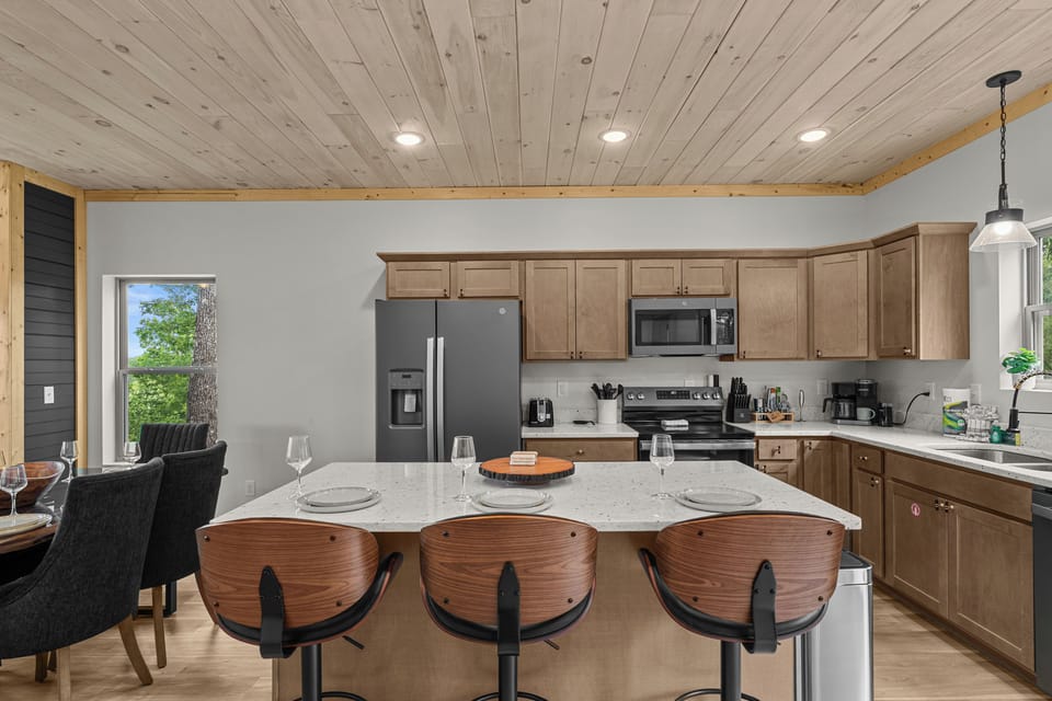 Additional seating at the kitchen island.