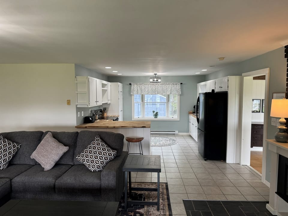 Living room into the kitchen