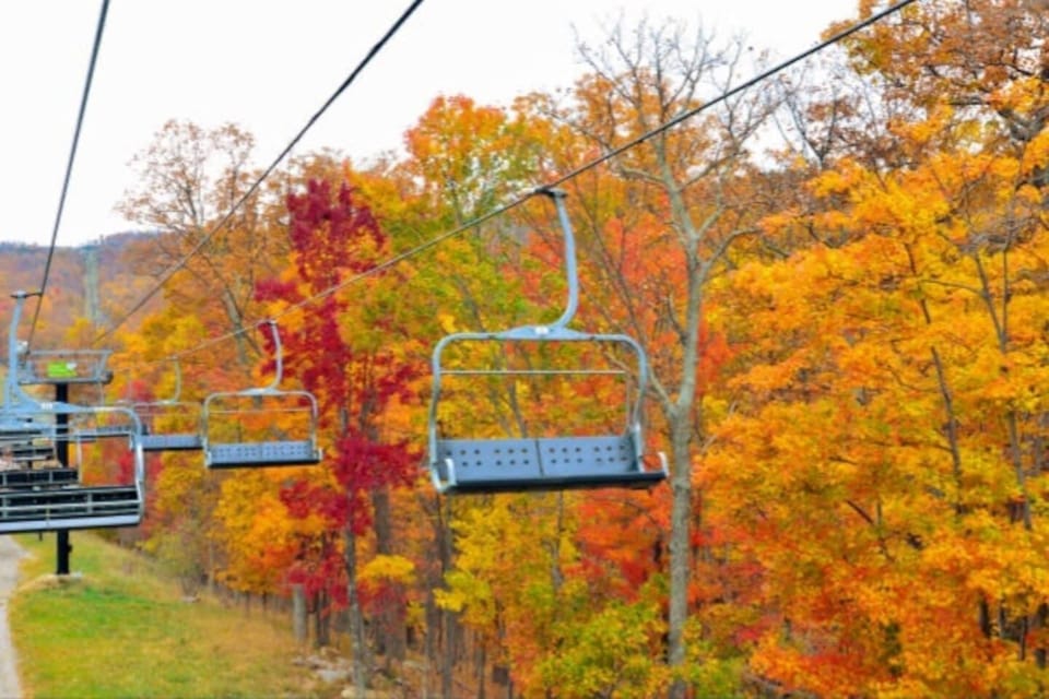Scenic ski lift rides in the fall. 