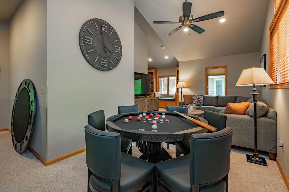 Multi-use Game Table can be use for board games, poker, or bumper pool