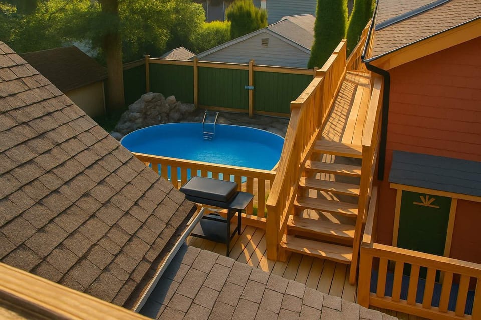 Suburban Backyard Retreat at Dusk