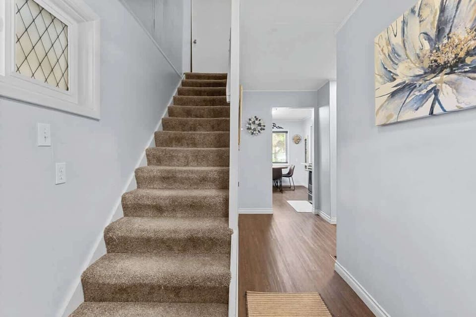 The stairs take you to the second floor. 