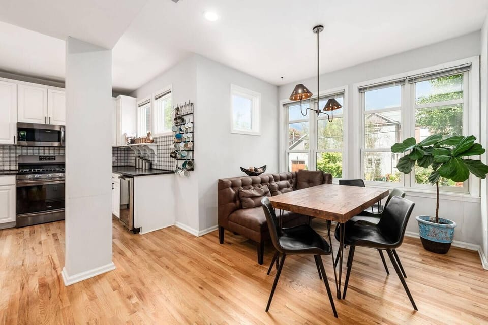 2nd floor dining area is open to the kitchen.