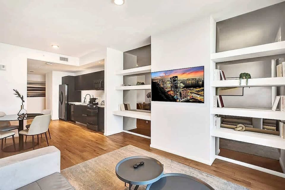 Spacious living and open-plan kitchen area