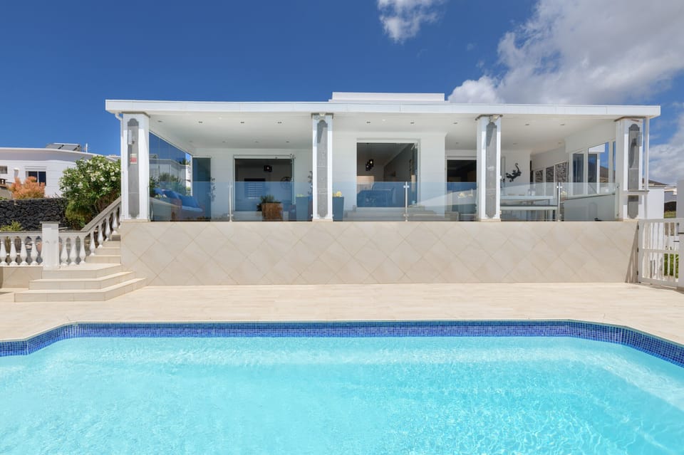facade of a house with a pool