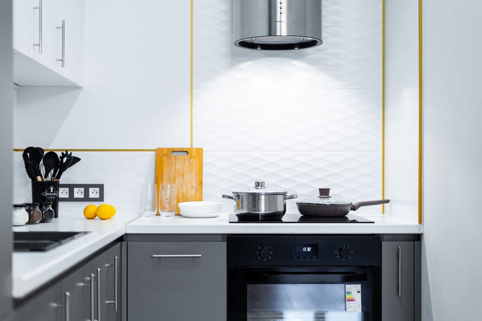 Luxury Apartment, 2 Bedrooms, Air conditioning, City View | Private kitchen | Full-size fridge, microwave, stovetop, electric kettle
