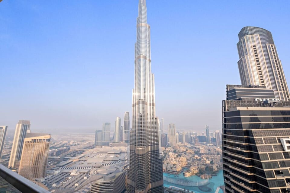 Stunning View: Gaze at the iconic Burj Khalifa from your stylish balcony oasis!