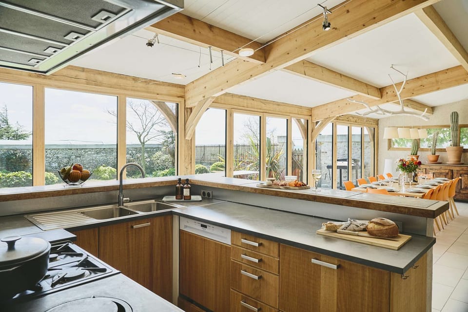 open kitchen overlooking the garden