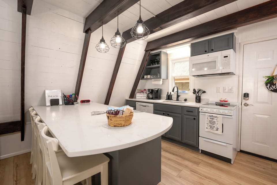 Bright modern kitchen with island seating