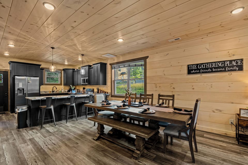Dining table for 8 & kitchen bar seating for 4
