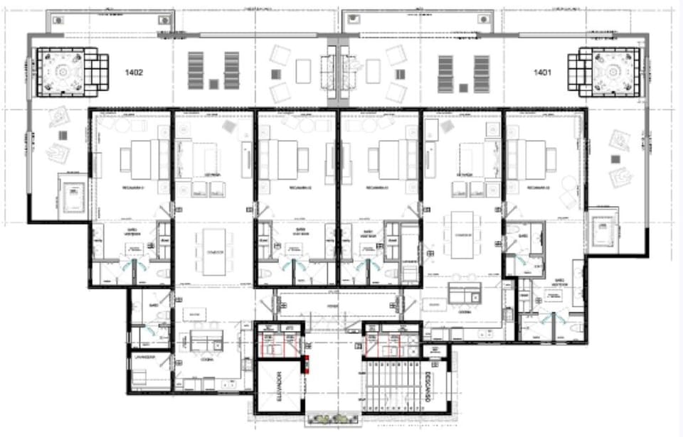 4 BR/6 BA Layout