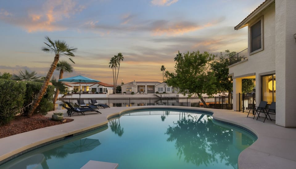 Unwind in your private waterfront pool as you take in the breathtaking Arizona sunset and tranquil lake views.