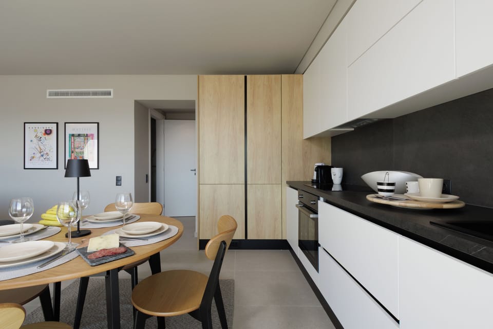 Apartment, Balcony, Sea View | Private kitchen | Full-size fridge, oven, dishwasher, espresso maker