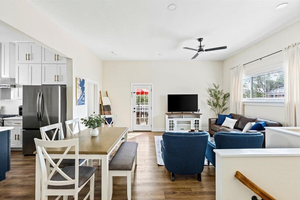 Upstairs is open with high ceilings and natural light.