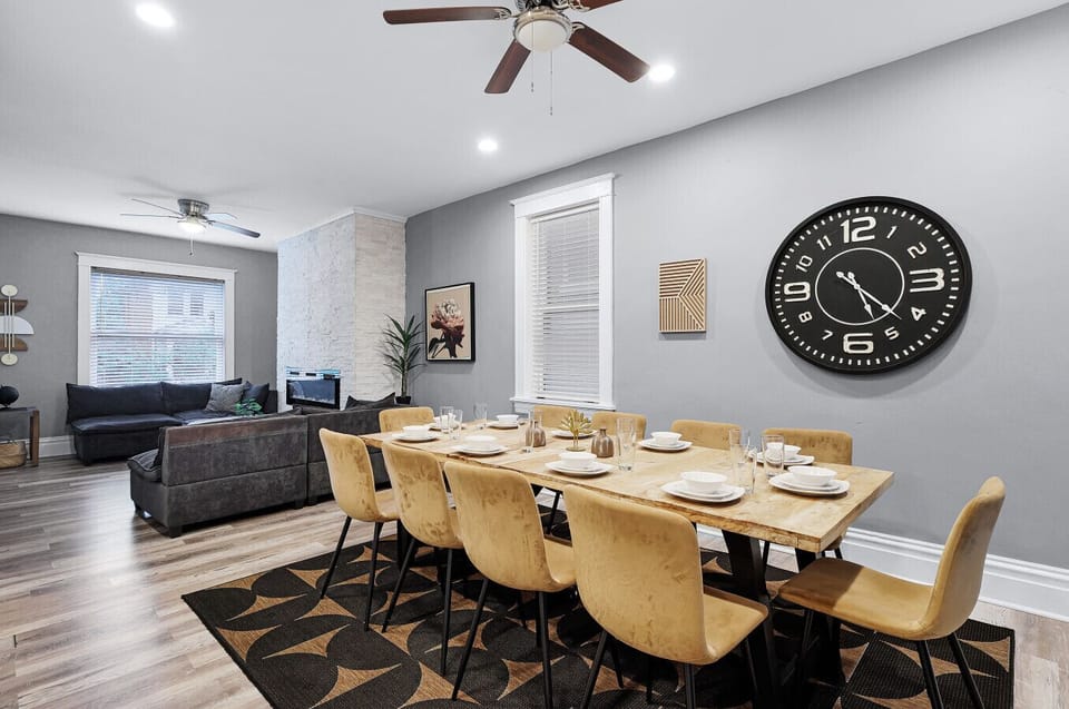 Perfect for gatherings, this spacious dining area features stylish seating for 10!