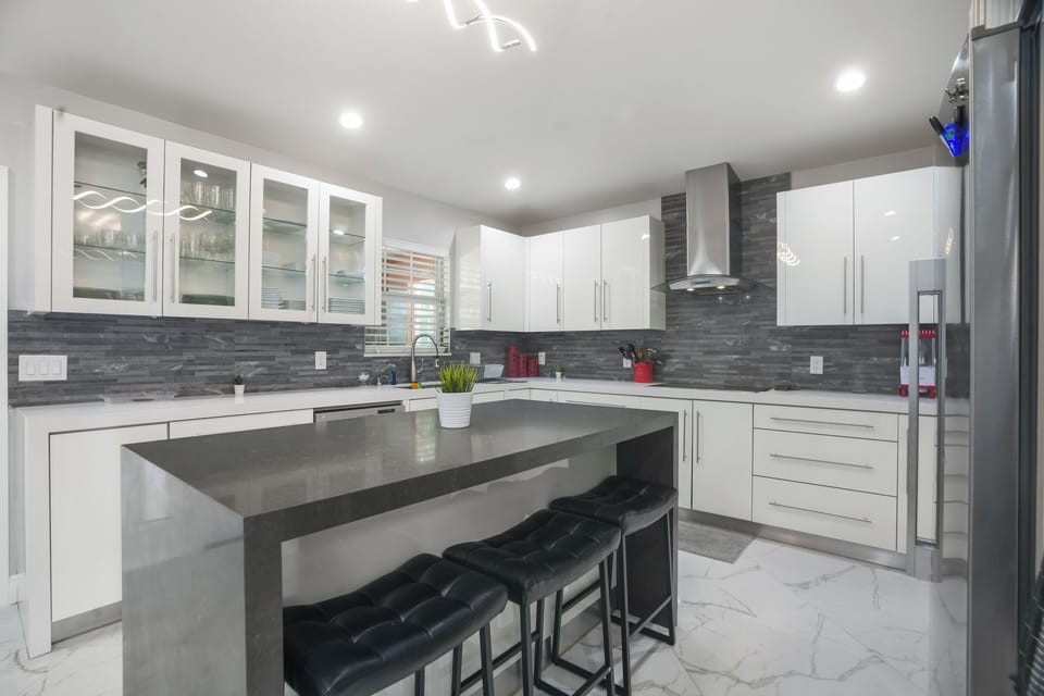 Bar seating in kitchen
