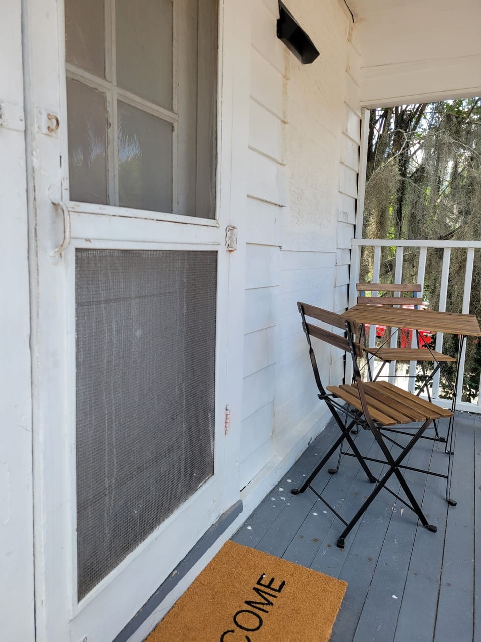 This is a private patio where you can enjoy your morning coffee or book.