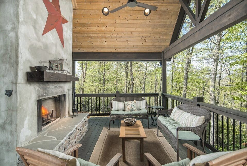 Covered Deck with Fireplace
