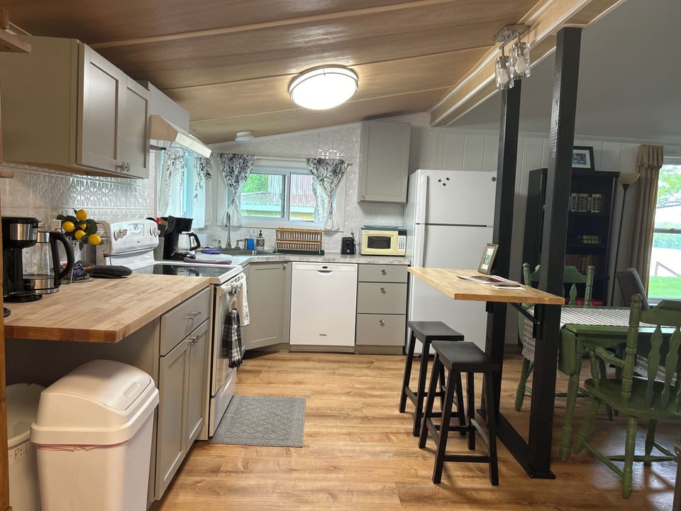 Fully stocked kitchen.