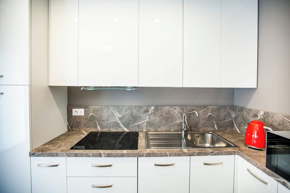 Deluxe Apartment | Private kitchen | Fridge, stovetop, cookware/dishes/utensils