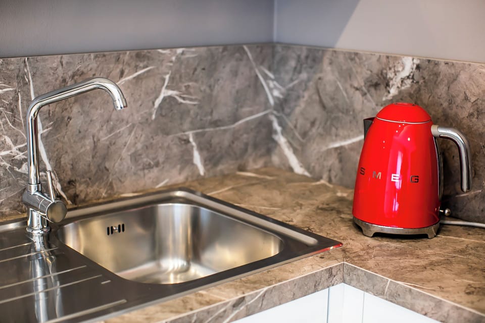 Deluxe Apartment | Private kitchen | Fridge, stovetop, cookware/dishes/utensils