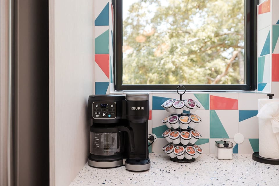 Start your mornings with the Keurig Duo coffee maker, complimentary coffee, tea, and all the essentials for a relaxing stay.