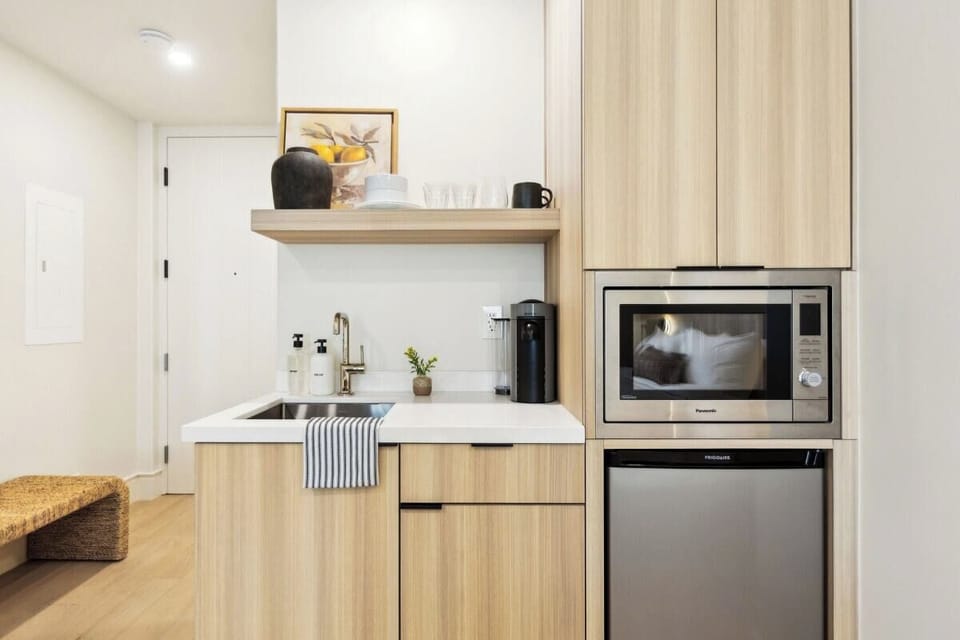 Kitchenette with Nespresso Coffee Machine and Mini Fridge - No Stove