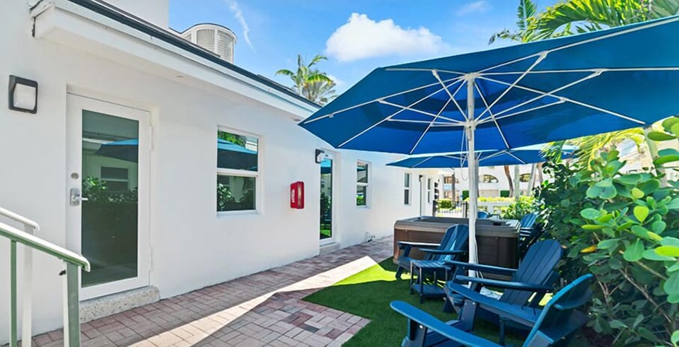 Relax and recharge in the outdoor jacuzzi, just steps from your door