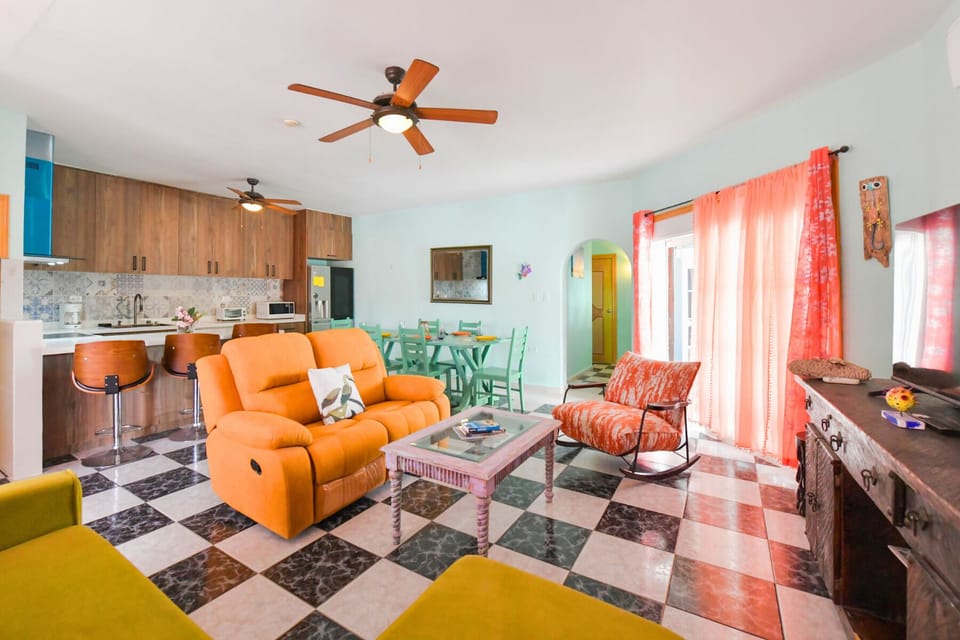 Spacious living room with reclining chairs