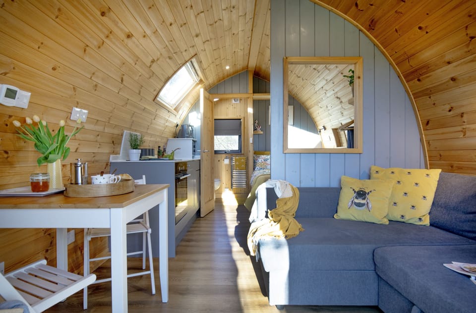Open plan living room with a large sofa