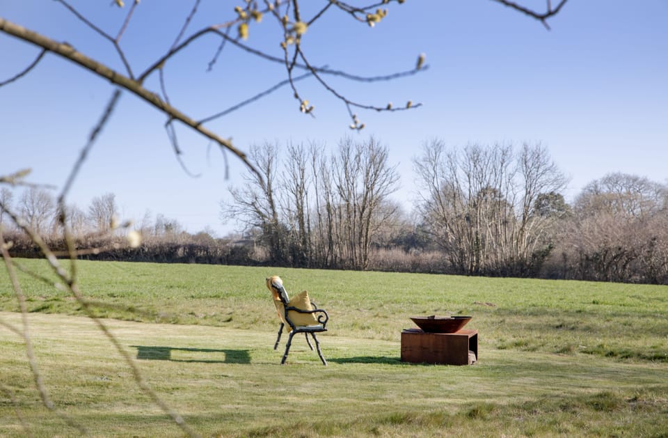 Quiet seating area with a firepit