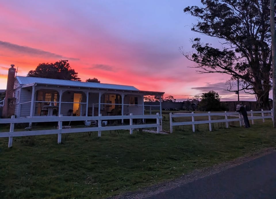 Sunsets behind the shack and sunrise over the river.