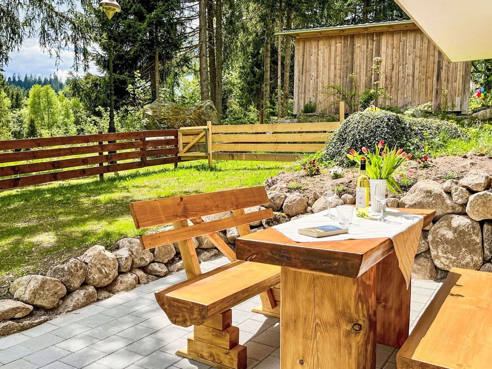 Wood, Furniture, Outdoor Furniture, Garden, Wood Stain, Hardwood, Plank, Outdoor Table, Landscaping, Chair