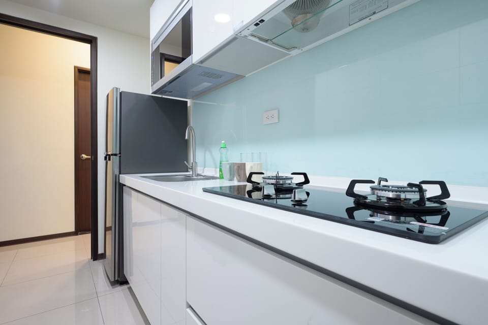 gas stove, ventilation, Samsung fridge, dish dryer