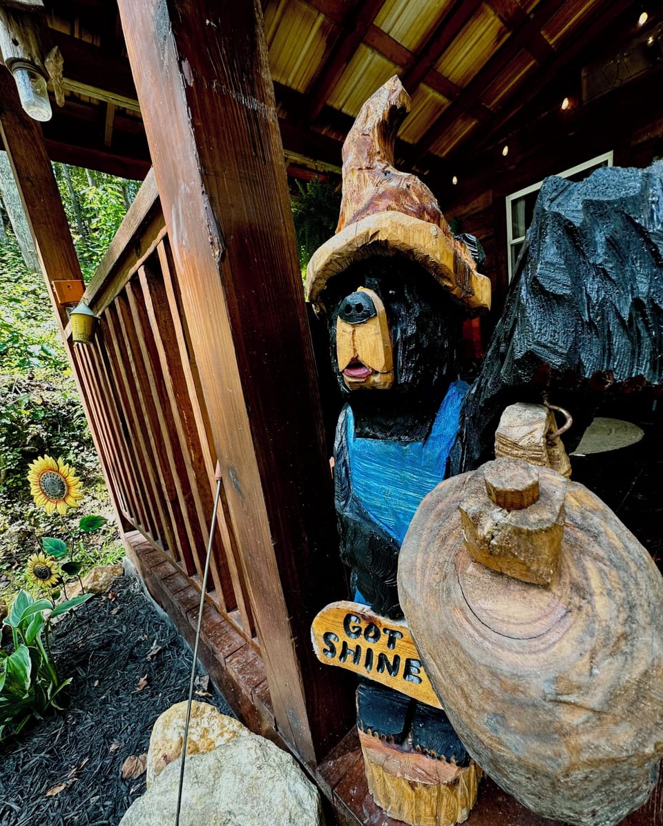 Front porch carving of LilBear
