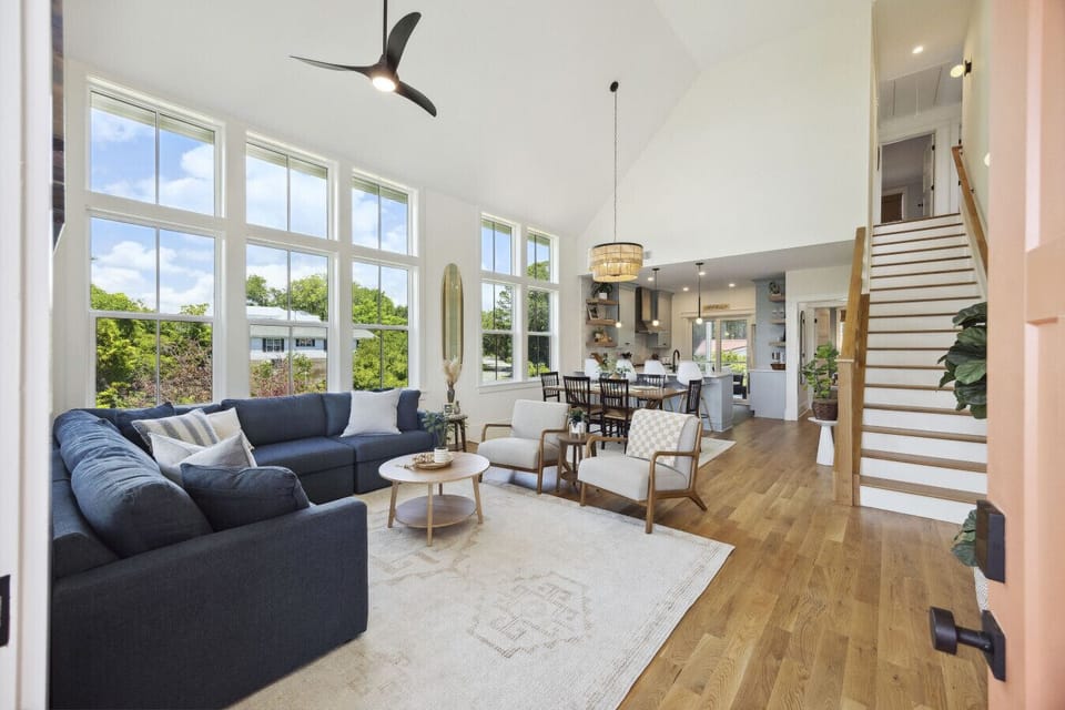 Large, open and airy living room perfect for entertaining