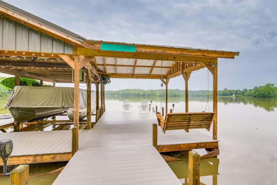 Dock | Swing & Seating | The lake levels drop from November 10th – May 1st