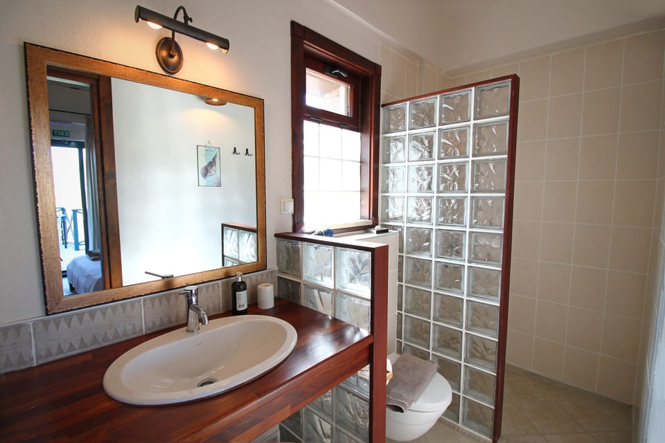 Shower, free toiletries, hair dryer, slippers