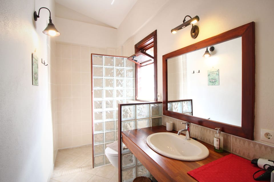 Shower, free toiletries, hair dryer, slippers