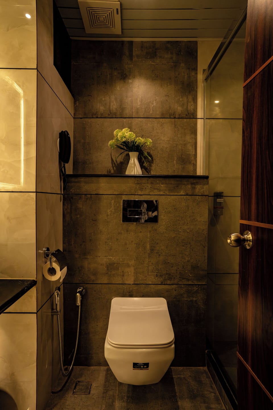 Shower, hair dryer, soap, shampoo