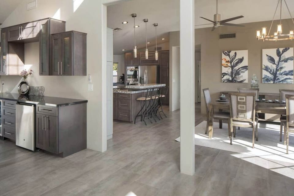 Enjoy the open layout of the living and dining area.