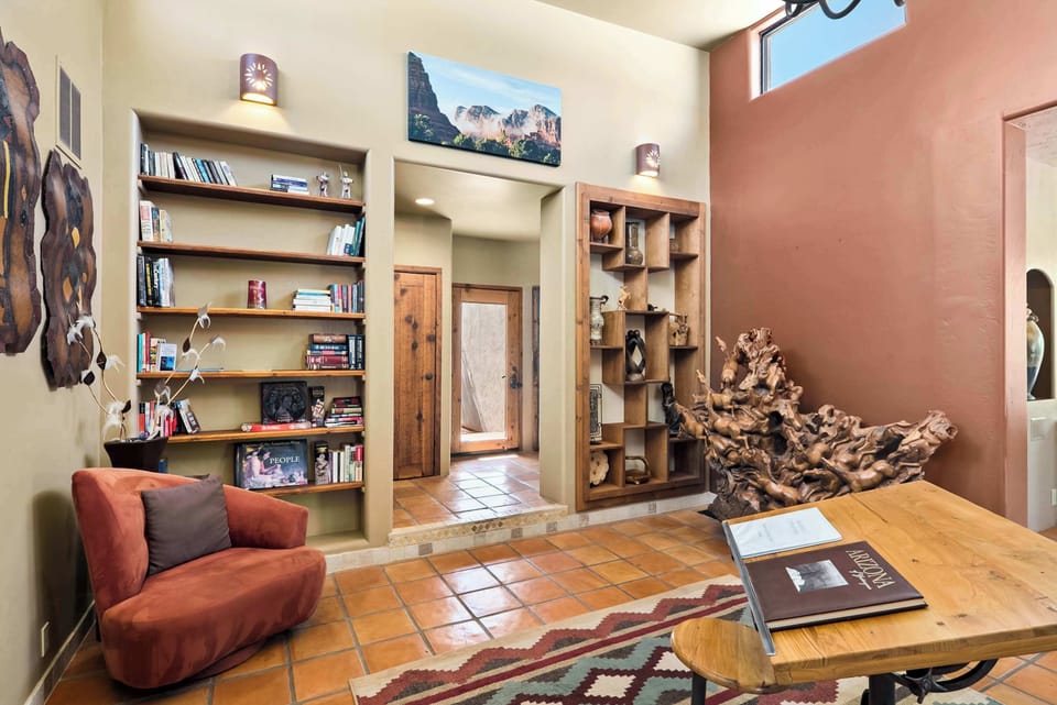 Find your inspiration in the quiet study nook surrounded by books.