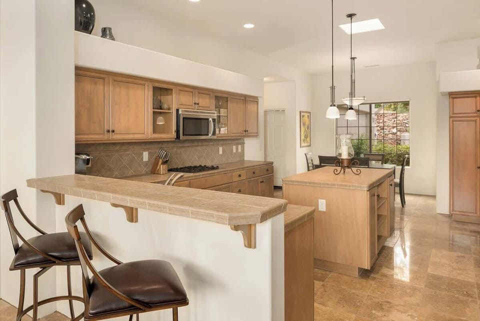 Kitchen island seating for casual dining or prep.