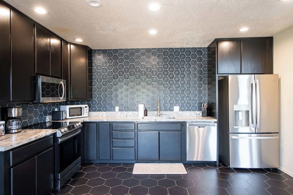 Full kitchen upstairs cook relax and gather.